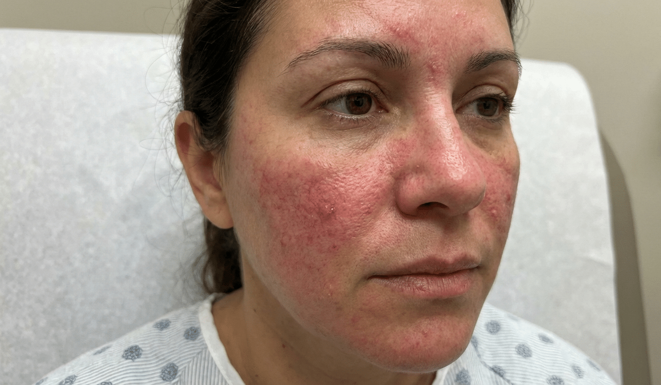 woman with rosacea